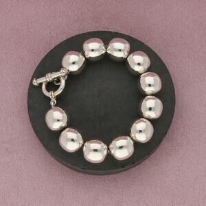 sterling silver chunky bead toggle bracelet size 7in